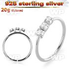 nhdm 925 silver seamless nose ring 1.5mm prong set color crystals