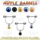 npdl28 steel nipple barbell w chain plated frosted steel ball