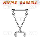 npdl36 steel nipple barbell w dangling french mustache design