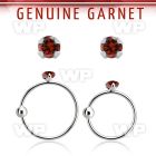 nrge2 925 silver nose hoop w 2mm prong set garnet stone