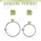 nrge4 925 silver nose hoop w 2mm prong set peridot stone