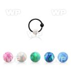 ns05blo black silver nose hoop w ball 3mm synthetic ball 8mm