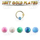 ns05rgo gold silver nose hoop w ball 3mm opal ball 8mm