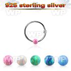 ns07o silver nose hoop w ball 3mm synthetic opal ball 12mm