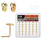 nsmxpa36 box w silver nose stud w gold rose gold pineapple top