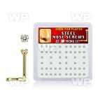 nwtz2xc box w gold plated gold steel nose screws w 2mm clear czs