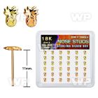 nymxpa36 box w silver bend it nose stud mix gold pineapple top