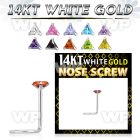 o3gr6e 14kt white gold nose screw 3mm triangle shaped prong set nose piercing