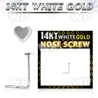 o3xr 14kt white nose screw spirals 0 6mm 2 5mm heart shaped nose piercing