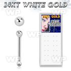 oiu44f box 14k white gold ball nose bone real rhodium plating nose piercing