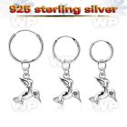 phod36 silver helix hoop earring w plain silver bird dangling
