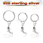 phod37 silver helix hoop earring w plain silver dolphin dangling