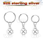 phod46 silver helix hoop earring w a silver shamrock dangling