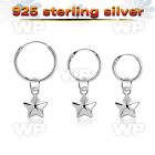 phod49 silver helix hoop earring w silver star dangling