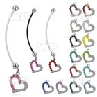 pndhrc4 pregnancy belly ring w dangling crystal studded heart 
