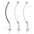 pndz410 pregnancy belly ring w dangling w a small prong set czs