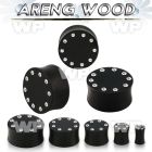 pwkkcb areng wood solid double flare plug w crystals on the rim