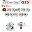 r7das4 5mm g23 titanium dermal top ferido glued multi crystals belly piercing
