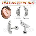 raik9 surgical steel tragus piercing 1 2mm left or right feath ear lobe piercing