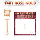 rbbt 14kt rose gold nose bone w a 2.5mm butterfly shaped top
