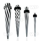 rmqd acrylic uv taper black white swirl double o ring ear lobe piercing