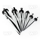 rmqw acrylic uv taper black white stripes double o ring ear lobe piercing