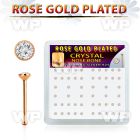 rsb14xc rose gold plated silver nose bones w 2mm clear crystal