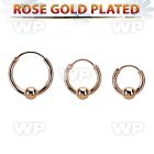 rsbcr14s 18k rose gold silver ball closure earrings, 14g 4mm ball