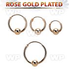 rsbcr16m 18k rose gold silver ball closure earrings, 16g 4mm ball