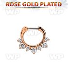 rseph14 rose gold silver septum clicker w 3 big + 4 smalls czs