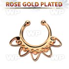 rssepd6 rose gold silver fake septum clicker in a indian heart