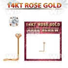 rszc1 14kt rose gold nose screw w a 2mm round prong set cz