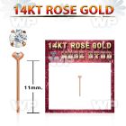 ryzc1 14kt rose gold bend it nose stud w a 2mm round cz