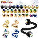 spet2c4 anodized steel eyebrow spiral w two 4mm jewel balls
