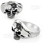 sr265 stainless steel ring with skull w head symbol design