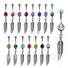 steel belly banana, 14g w a dangling feather