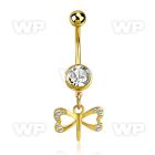 steel belly banana w a small dangling crystal dragonfly