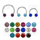 steel circular barbell 18g w  3mm multi crystal balls