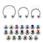 steel circular barbell 1mm w 3 mm bezel set jewel balls