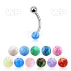 steel eyebrow banana 18g w lower 3mm opal ball