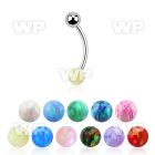 steel eyebrow banana 20g w lower 3mm opal ball