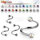 steel eyebrow spiral 1mm w 3mm bezel set jewel balls