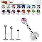 steel labret 1mm w tiny 2.5mm bezel set half jewel ball