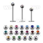 steel labret 1mm with 3mm bezel set jewel ball