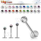 steel labret 1mm with 3mm bezel set jewel ball