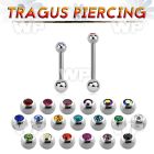 steel tragus barbell 1.2mm w 2.5mm bezel set jewel ball