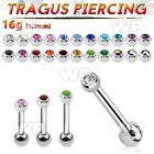 steel tragus barbell 1.2mm w 2.5mm bezel set jewel ball