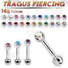 steel tragus barbell 1.2mm w top 3mm bezel set jewel ball