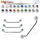 sub2c steel surface barbell w 45 degree 5mm jewel balls