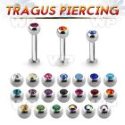 tlbc3 316l steel tragus labret 16g w 3mm bezel set jewel ball 